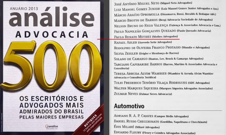 Edição 2013 da Revista Análise “Advocacia 500”